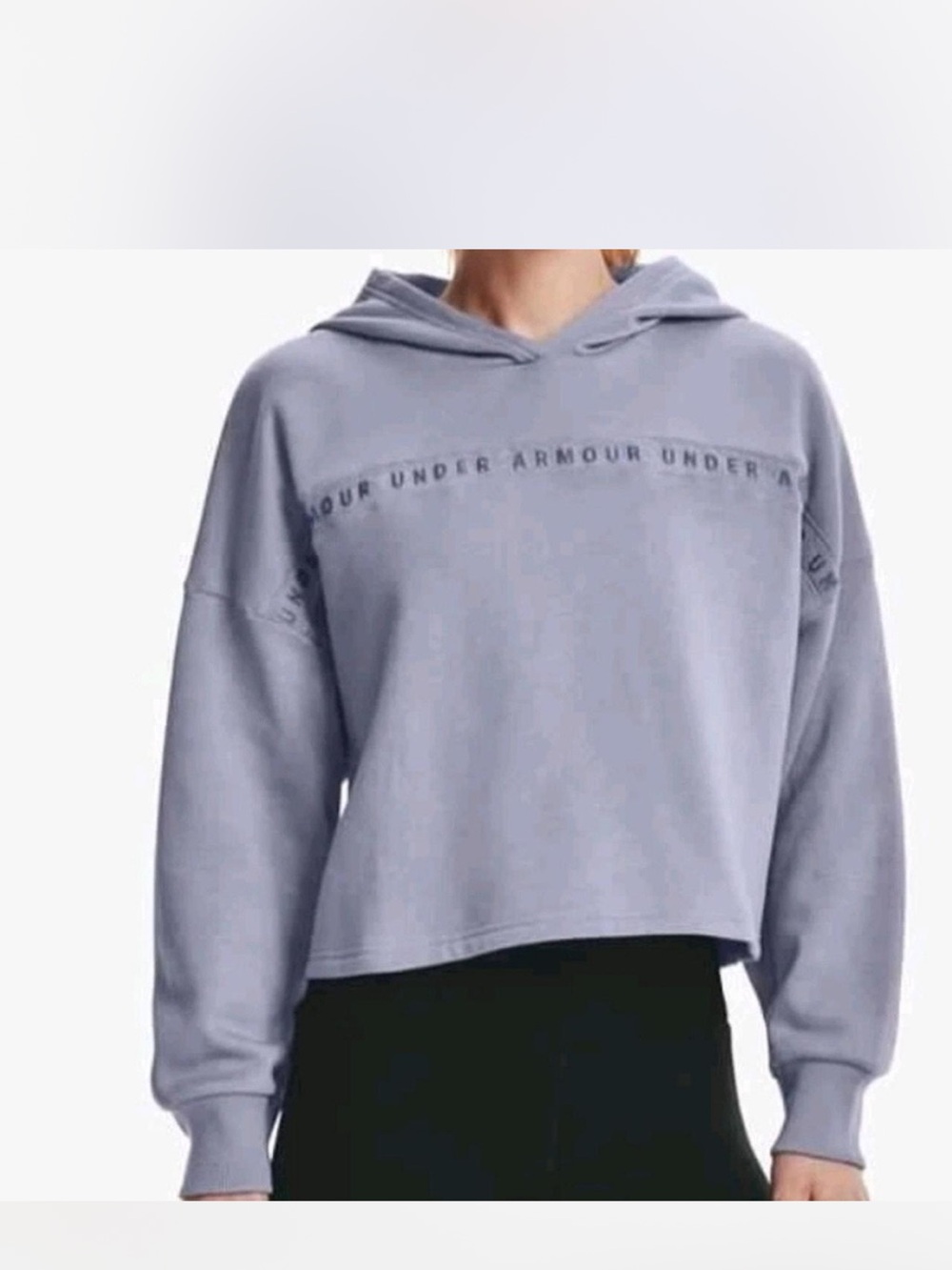 UNDER ARMOUR UA Women's TAPED Lilac Gray Fleece Hoodie Sweatshirt L flaw